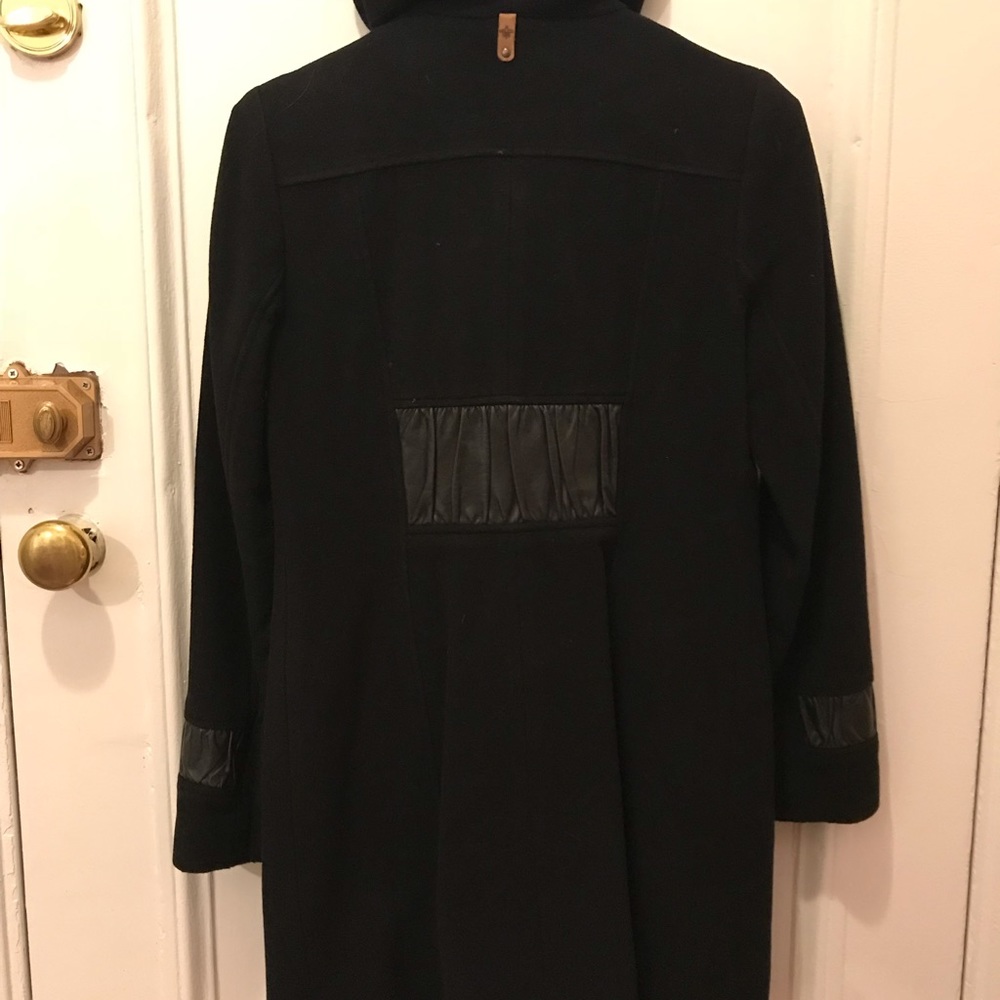 Mackage Black wool coat w leather detail